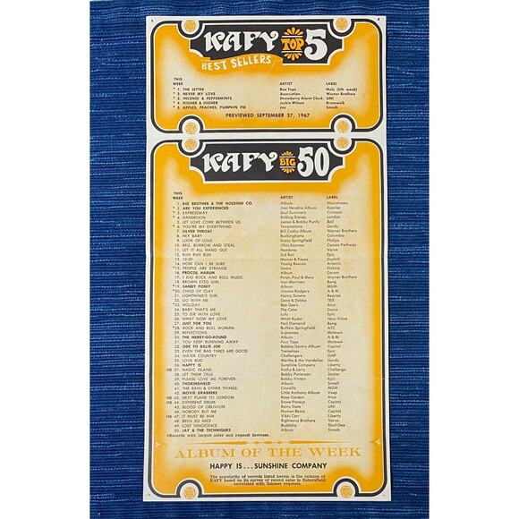 VTG 1967 Radio Station KAFY Music Survey Bakersfield California 1968 AMC Javelin - Picture 3 of 3